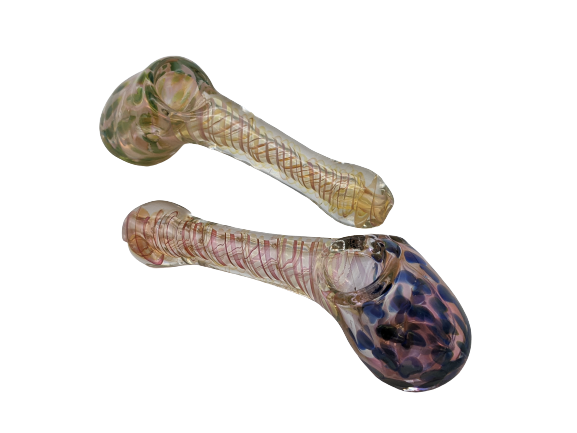 6" Gold Fumed Spiral Line Hammer Head Bubbler