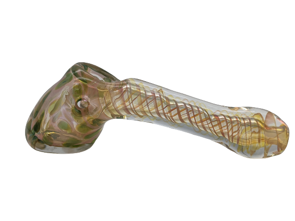6" Gold Fumed Spiral Line Hammer Head Bubbler