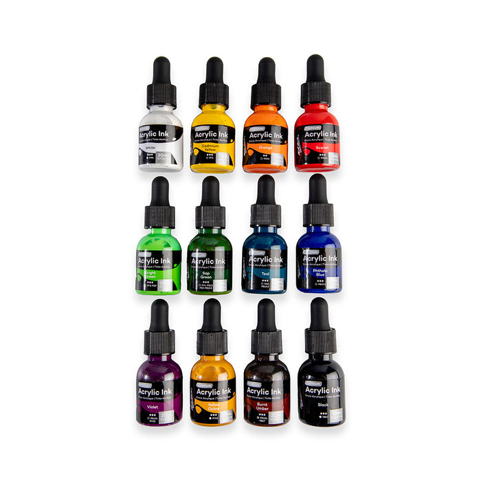Acrylic Ink Premium 12pc x 20ml (0.7 US fl.oz)