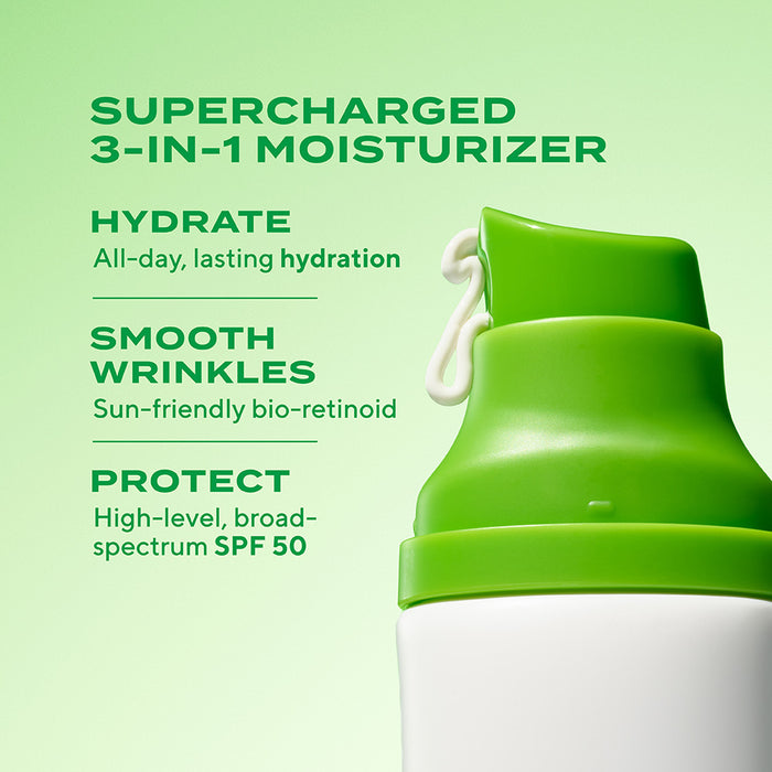 Murad SPF 50 Wrinkle-Fighting product on light green background