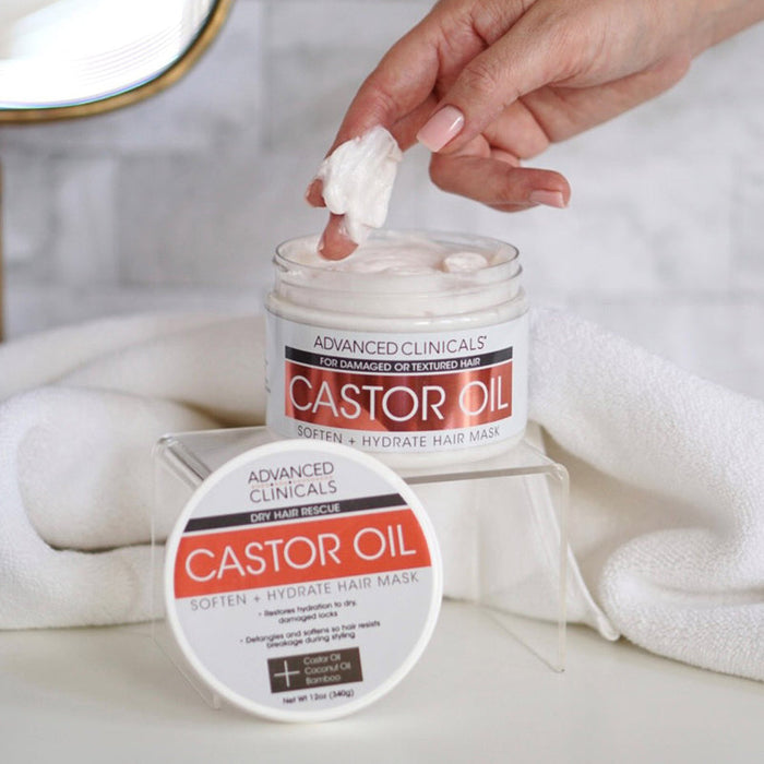 ADVANCED CLINICALS Dry Hair Rescue Castor Oil Soften + Hydrate Hair Mask ماسك الشعر بزيت الخروع من ادفانسد كلينيكالز