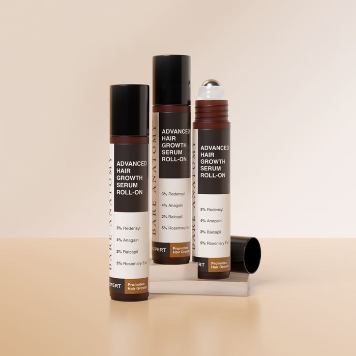 Advanced Hair Growth Serum Roll-On With 5% Rosemary, 4% Anagain, & 3% Redensyl - 25 ml | Pack of 3