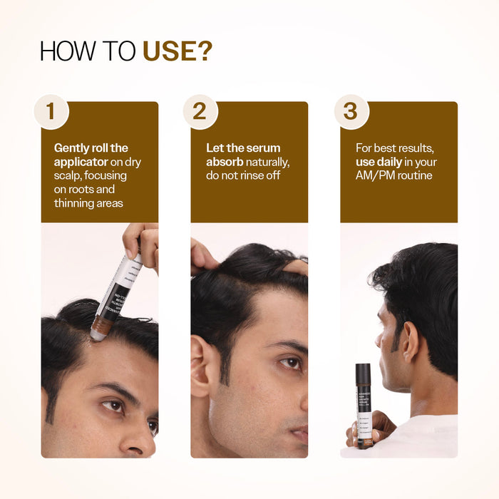 Advanced Hair Growth Serum Roll-On With 5% Rosemary, 4% Anagain, & 3% Redensyl - 25 ml | Pack of 3