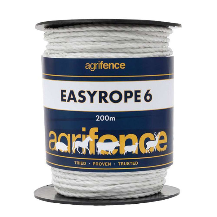 Agrifence: Easyrope 6 White Paddock Rope 200m