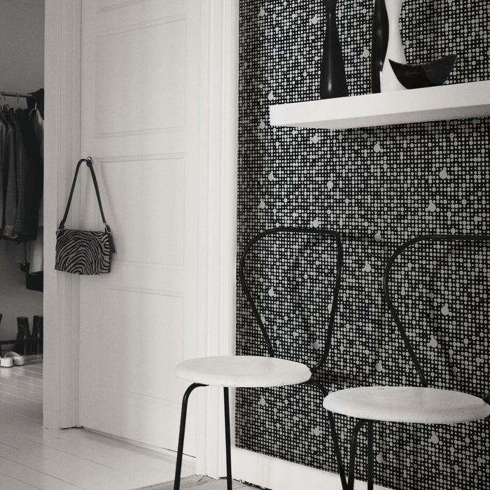 All Over Circles Black Peel & Stick Wallpaper - EonShoppee