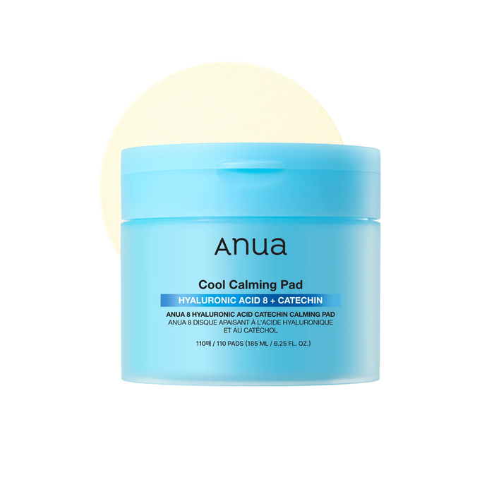 ANUA 8 Hyaluronic Acid Catechin Calming Pad is a soothing toner pad designed to calm, hydrate, and refresh sensitive skin. Formulated with 8 types of Hyaluronic Acid, it delivers multi-layer hydration while Niacinamide helps improve overall skin tone and balance. Green Tea Catechins and Centella Asiatica Extract help reduce redness and irritation, while Panthenol and Aloe Vera provide additional calming care. The pre-soaked pads gently smooth the skin and prep it for the next steps in your routi