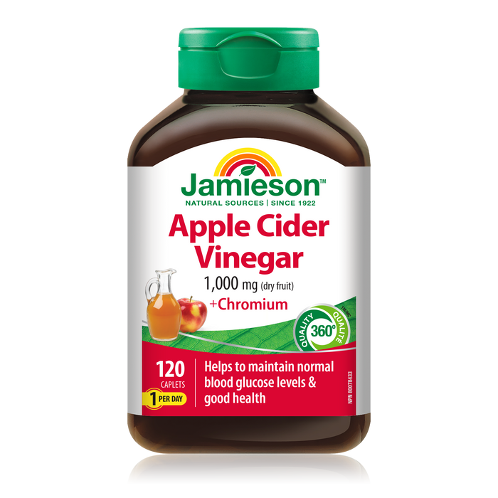 31000642 Jamieson Apple Cider Vinegar & Chromium 1,000 mg, 120 ct 7993_R2114_AppleCiderVinegar+Chromium_375cc_BTL_MAIN