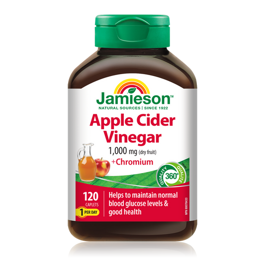 31000642 Jamieson Apple Cider Vinegar & Chromium 1,000 mg, 120 ct 7993_R2114_AppleCiderVinegar+Chromium_375cc_BTL_MAIN