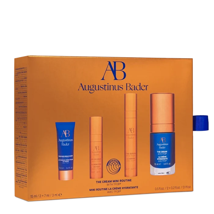 Augustinus Bader The Cream Mini Routine set in orange box with four skincare products
