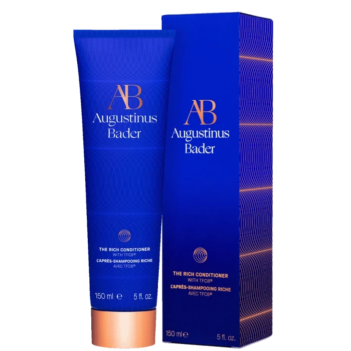 Augustinus Bader The Rich Conditioner tube and box, blue with gold accents