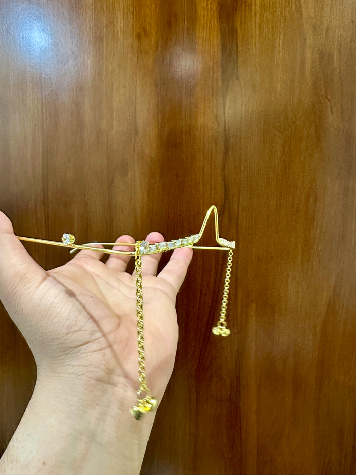 Baguette Crystal Facelet Goggles | Gold Chain Tassel Face Jewellery