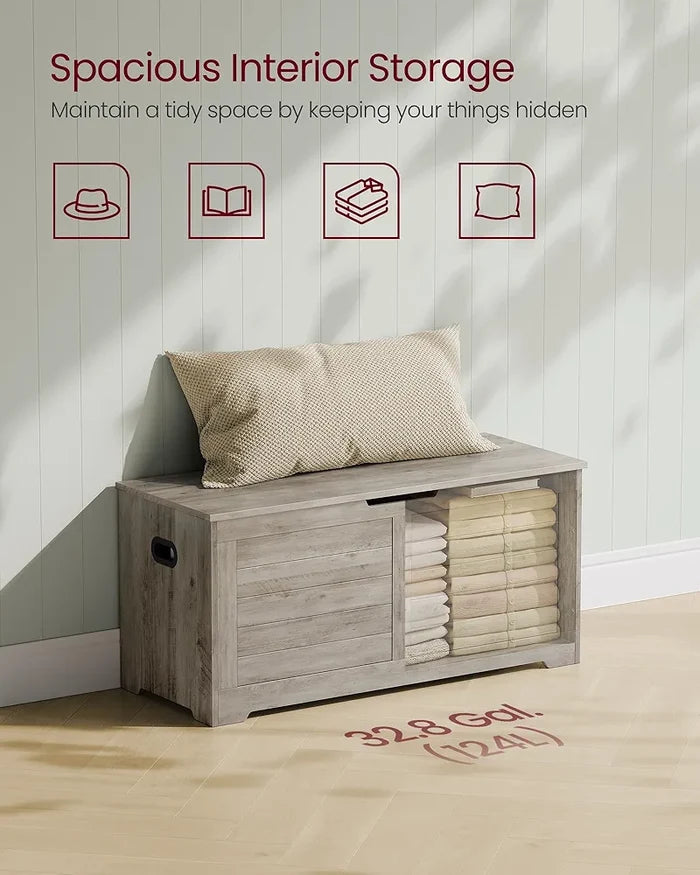 Banc de rangement VASAGLE Gris cendré - Style ferme 40 x 100 x 46 cm