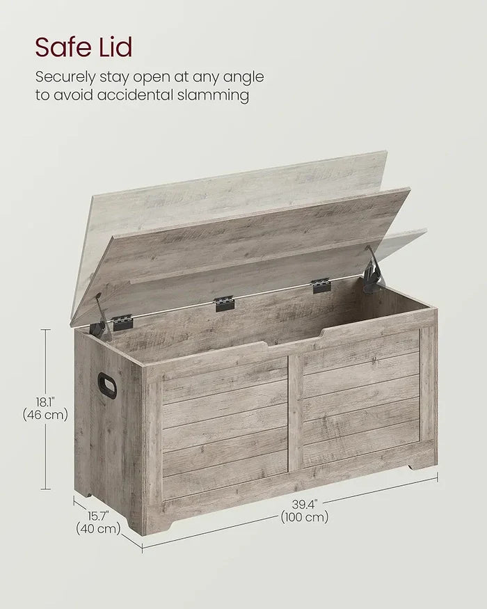 Banc de rangement VASAGLE Gris cendré - Style ferme 40 x 100 x 46 cm