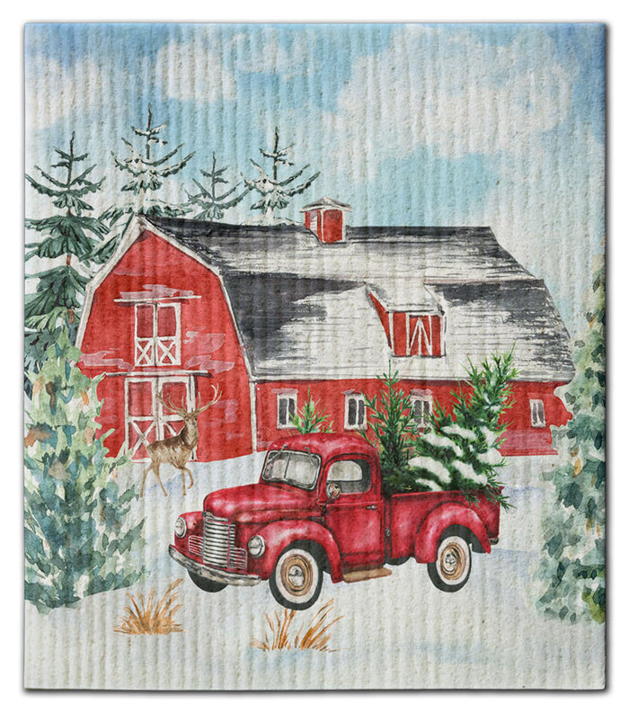 Barn & Truck Red Dishcloth - CJ Bella Co.