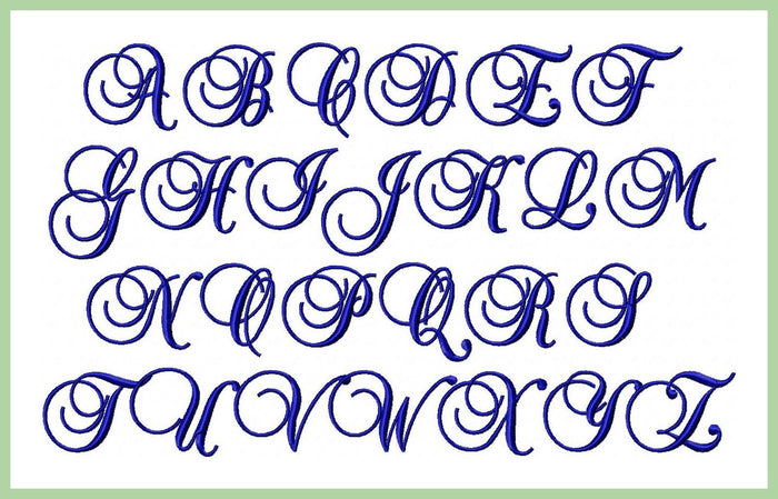 Baroque Script Font - comes in 1,2,3 inch Sizes Upper and lower Case sizes