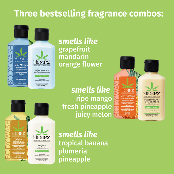 Hempz bestselling body wash and lotion scents