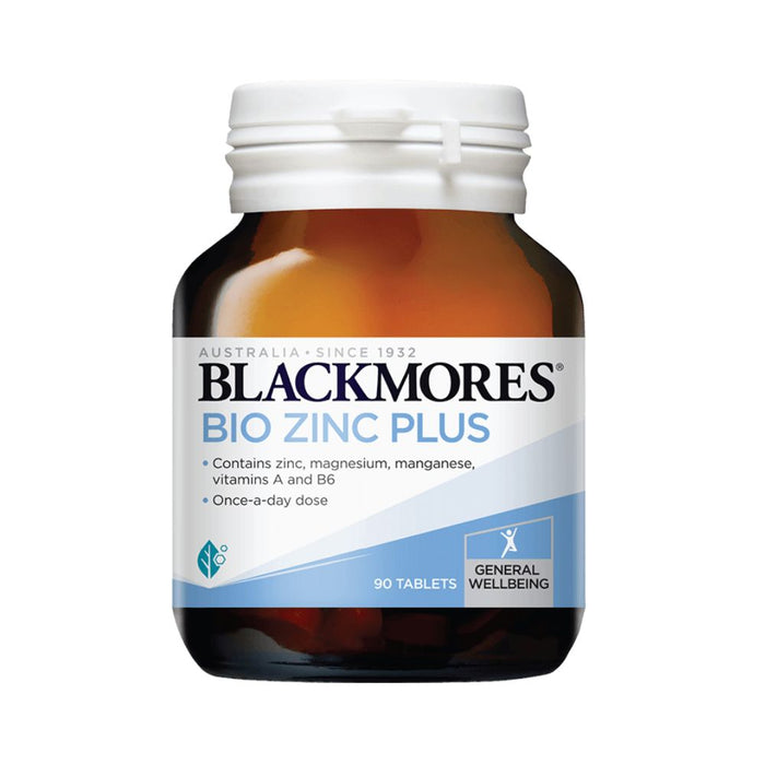 Blackmores Bio Zinc Plus supplement bottle on a white background