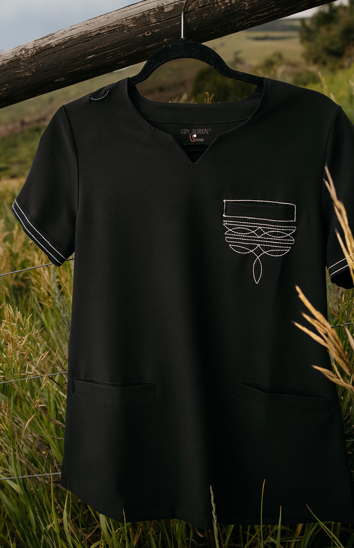 Black Boot-Stitch Top