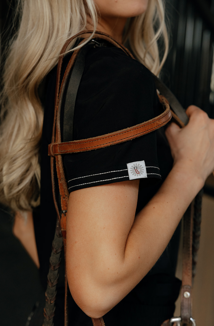 Black Boot-Stitch Top