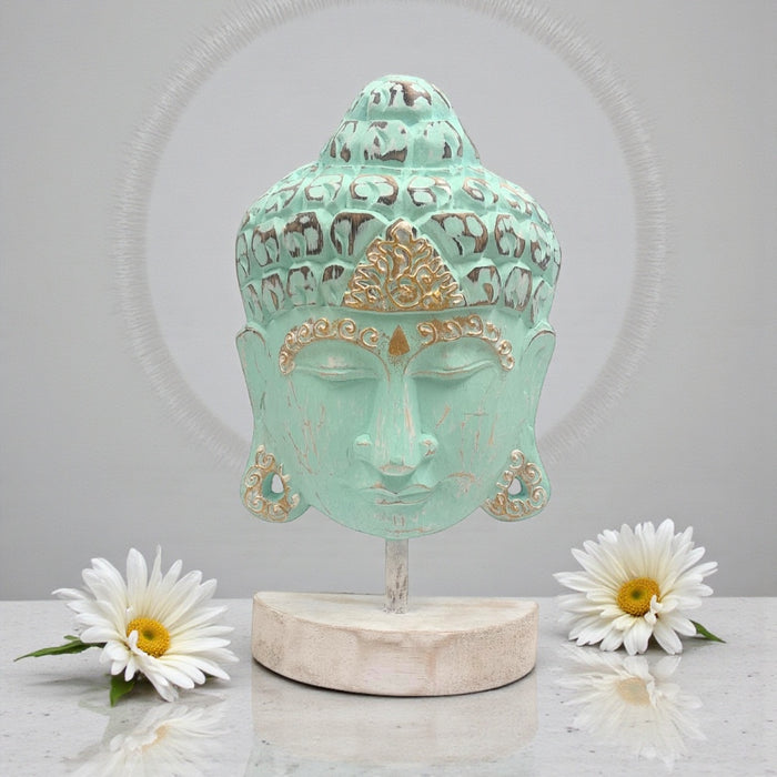 Blue Buddha Head Statue