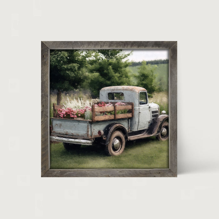 Blue Flower Truck - Framed art