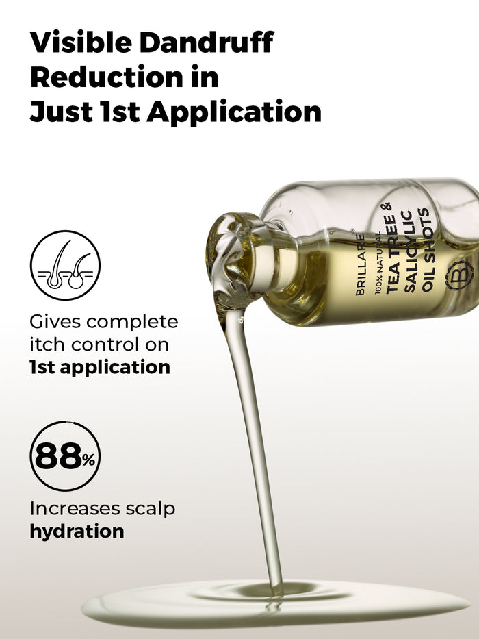 Brillare Tea Tree & Salicylic Oil Shots For Dry, Itchy Scalp To Fight Dandruff (6ml x 8)