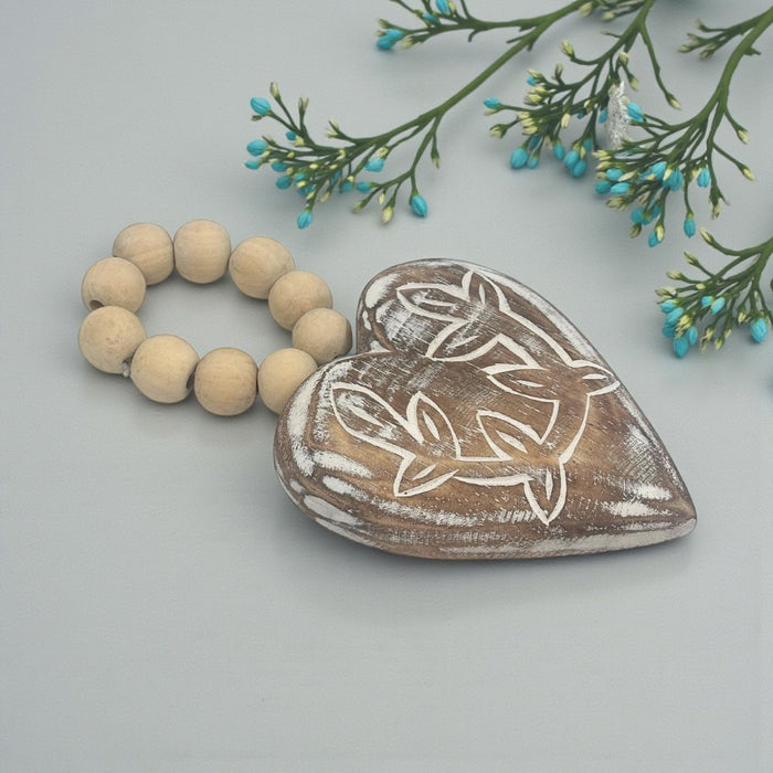 Brown Hanging Heart with Beads