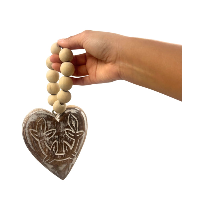 Brown Hanging Heart with Beads