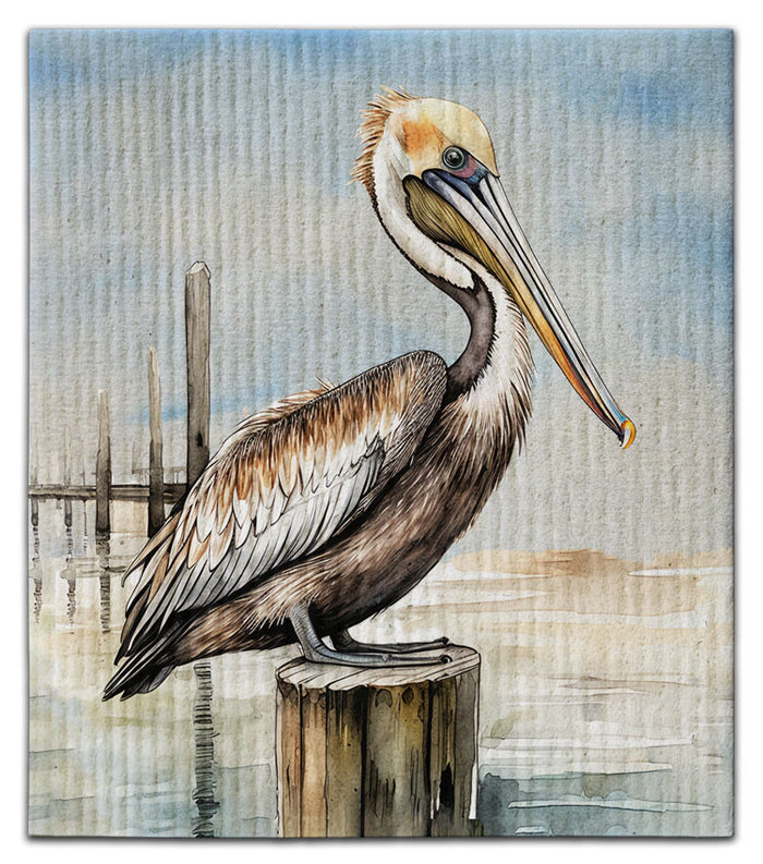 Brown Pelican on Pylon Dishcloth - CJ Bella Co.