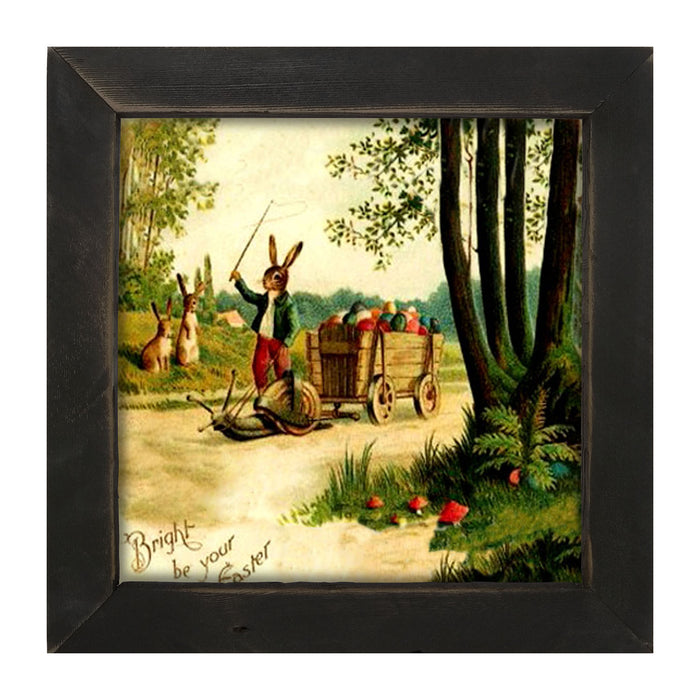 Bunny on a Snail - Framed art