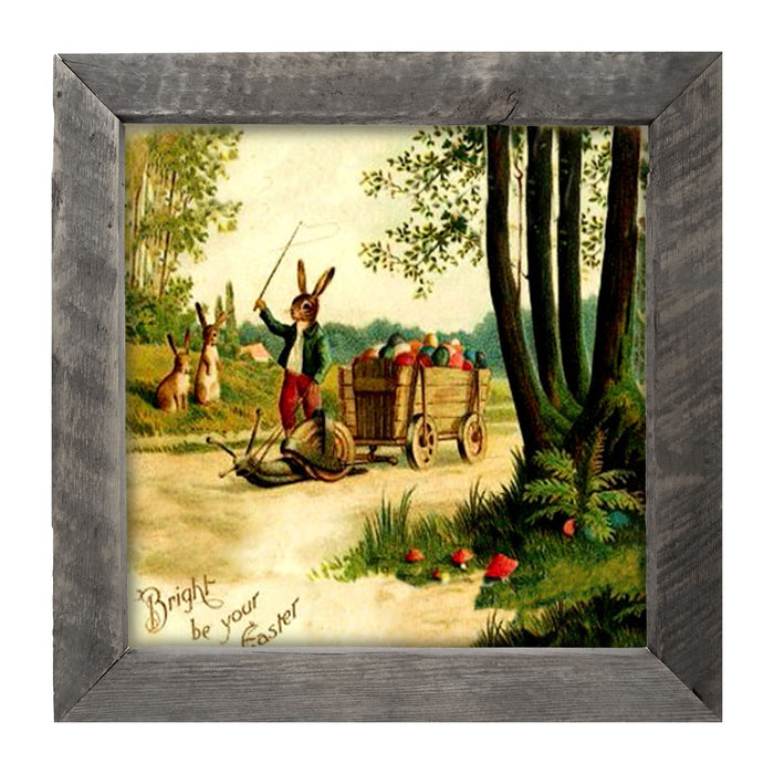 Bunny on a Snail - Framed art
