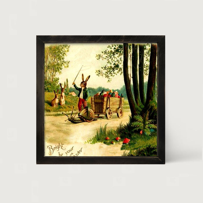 Bunny on a Snail - Framed art
