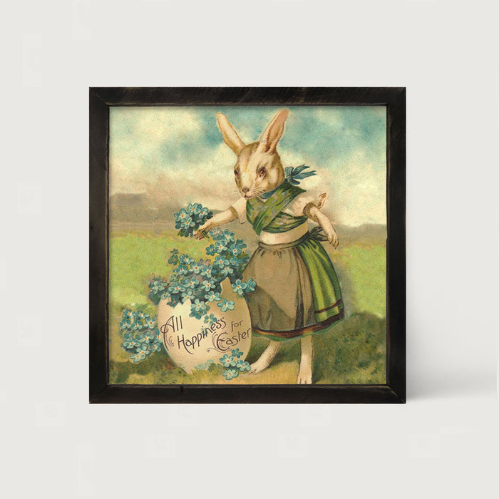 Bunny with Clovers - Framed art