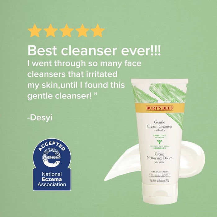 BURT’S BEES Sensitive Solutions Gentle Cream Cleanser with Aloe, 98.9% Natural Origin غسول البشرة بالالوفيرا