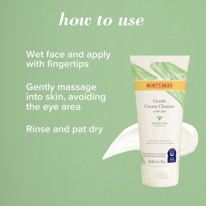 BURT’S BEES Sensitive Solutions Gentle Cream Cleanser with Aloe, 98.9% Natural Origin غسول البشرة بالالوفيرا
