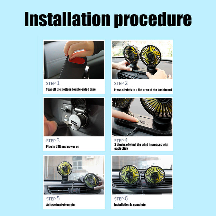 Car Dashboard Cooling Fan Adjustable USB Powered 3-Speed Blossom Online UG