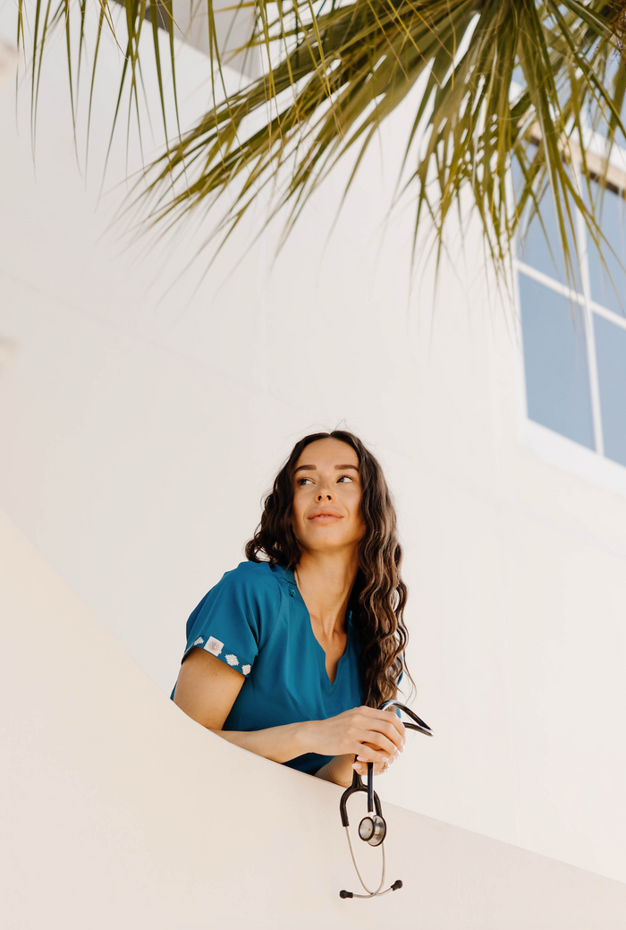 Caribbean Blue Simple Aztec Top
