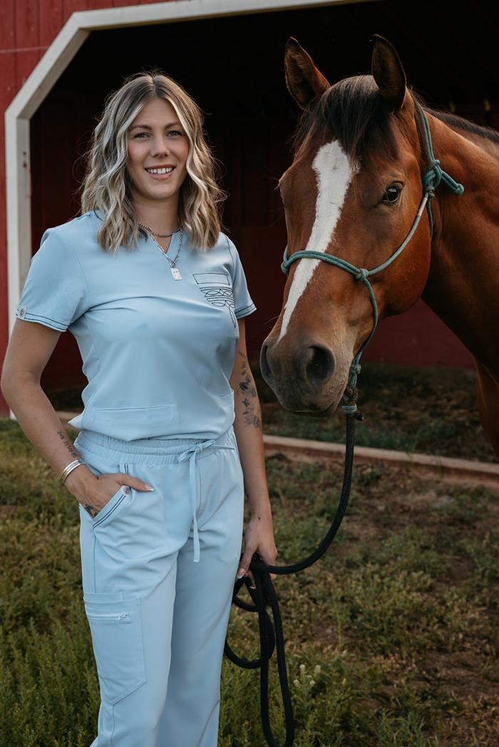 Cecil Blue Boot-Stitch Top