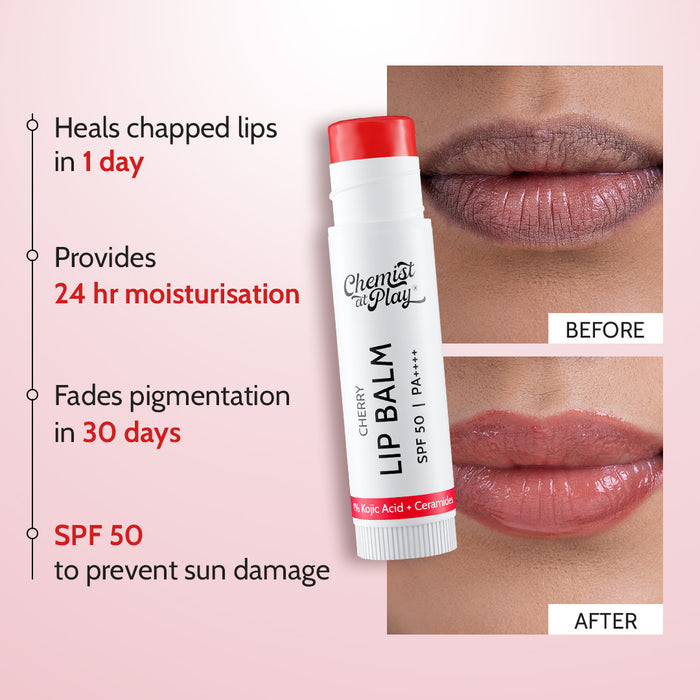 Cherry Lip Balm for Chapped Lips | SPF 50 PA++++ | Cherry - 4.5 gm | Pack of 3