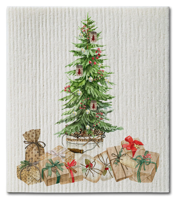 Christmas Tree in a Pail Dishcloth - CJ Bella Co.