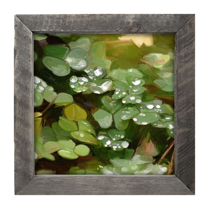 Clovers in The Spring Rain - Framed art