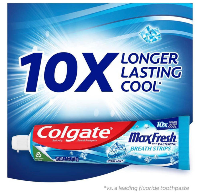 COLGATE Max Fresh® With Whitening Breath Strips Toothpaste (Cool Mint)  معجون اسنان