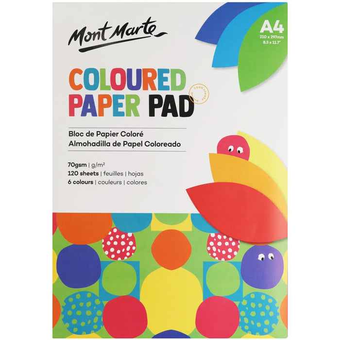 Coloured Paper Pad A4 120 Sheets 70gsm