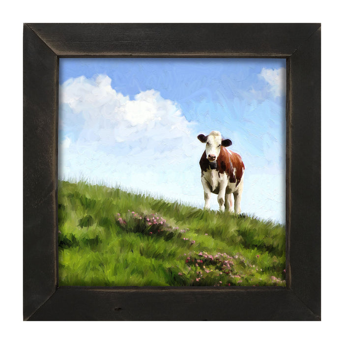 Cow in The Field - Framed art