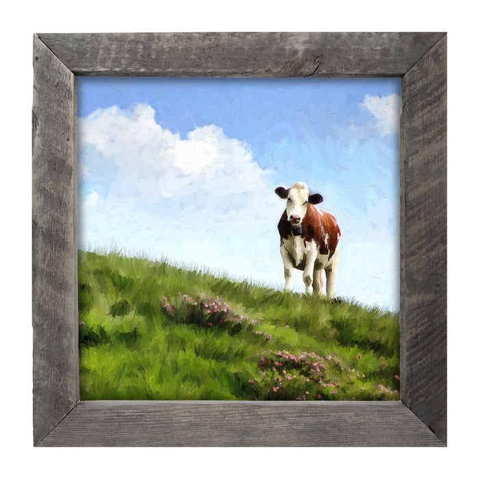 Cow in The Field - Framed art