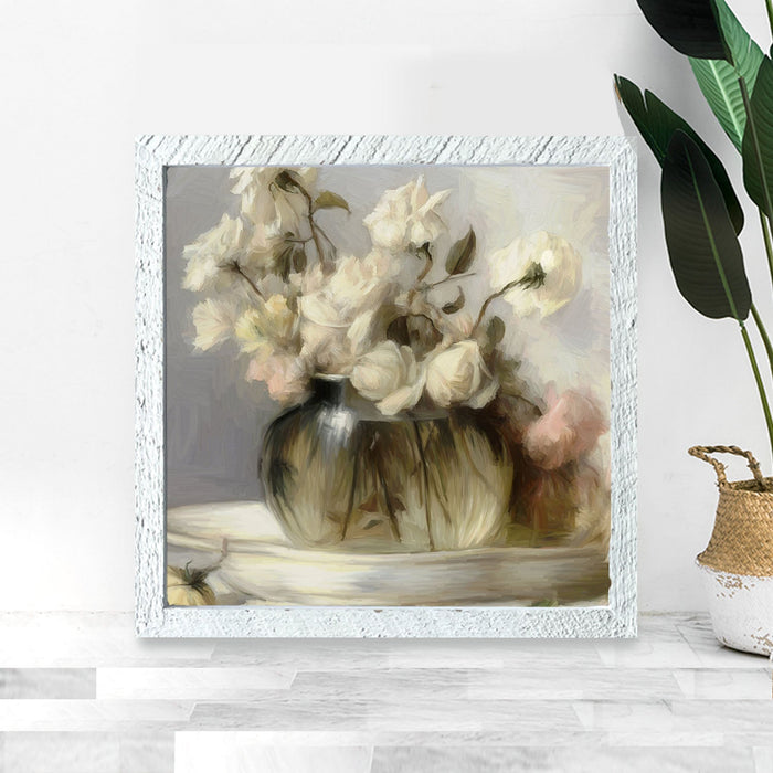 Cream Roses in Clear Vase