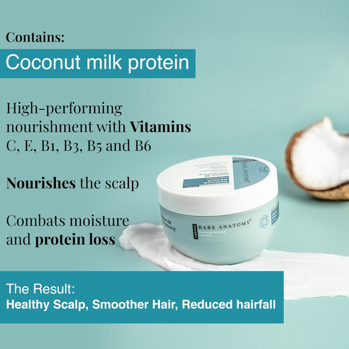 Damage Repair Hair Mask With Ceramide A2 & Coconut Milk Protein - 250 gm | Pack of 3