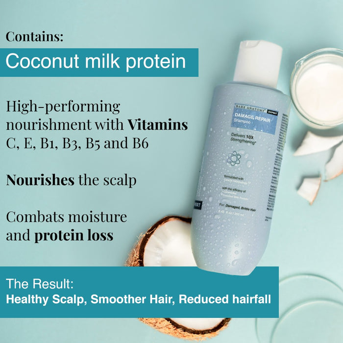 Damage Repair Shampoo With Ceramide A2 & Coconut Milk Protein - 250 ml | Pack of 2