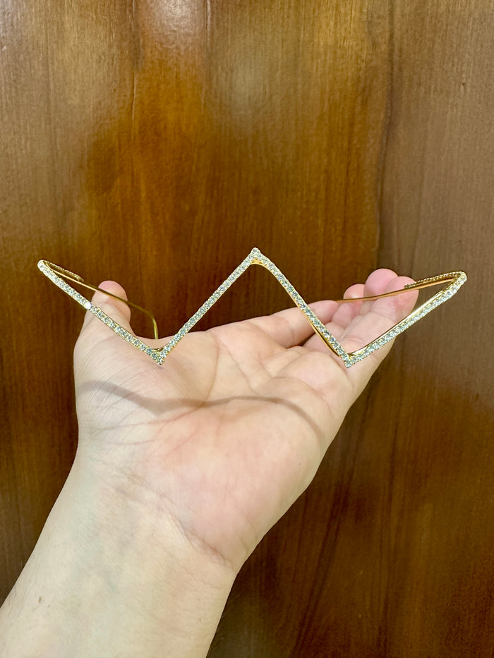 Double V Crystal Facelet Goggles | Gold Rhinestone Face Jewellery