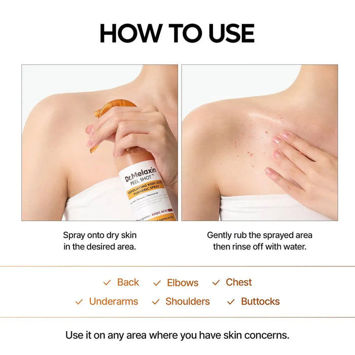 DR MELAXIN peel shot exfoliating kojic acid turmeric spray